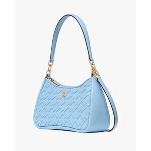 Kate Spade KL026 Kayla Woven Leather Small Shoulder Bag Purse Lt Blue New!